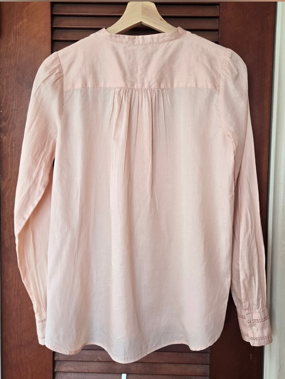 NWT Loft Soft Blush Pink Embroidered Pintuck Peasant Blouse XS - Picture 4 of 10